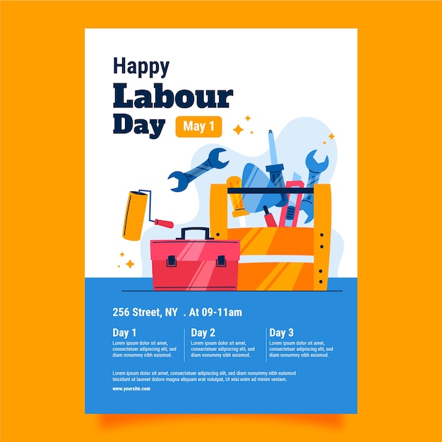 Free Vector flat vertical flyer template for labour day celebration