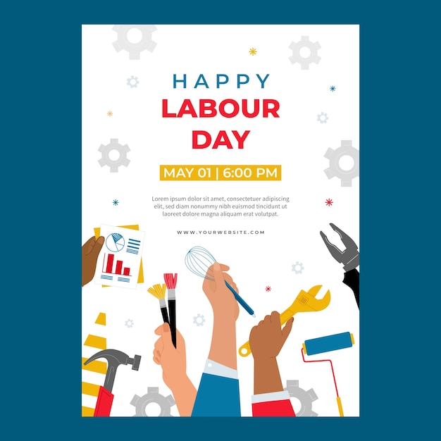 Free Vector flat vertical flyer template for labour day celebration