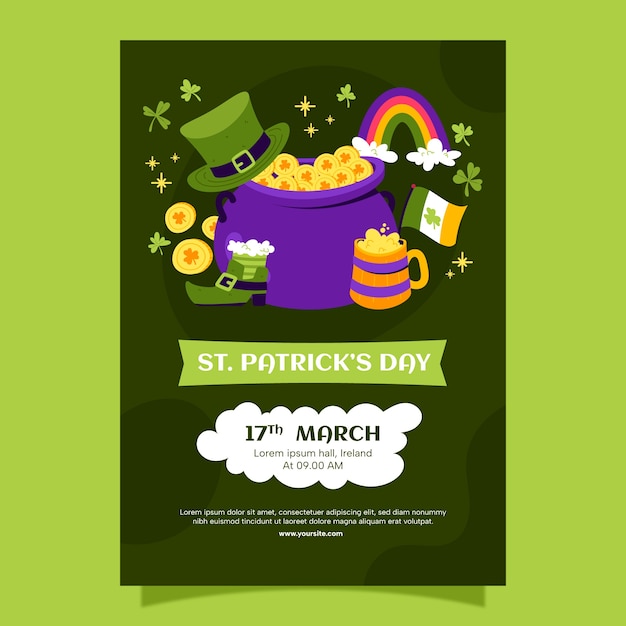 Free Vector flat vertical flyer template for st patrick's day celebration