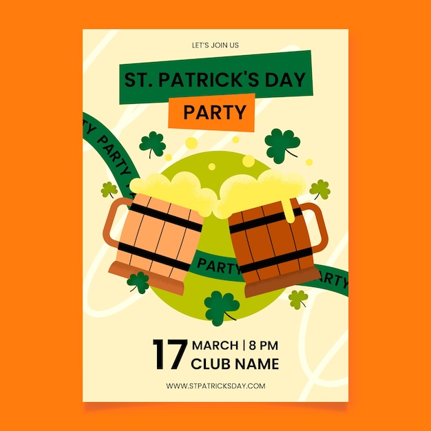 Free Vector flat vertical flyer template for st patrick's day celebration