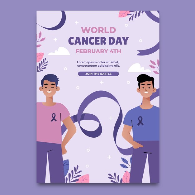 Free Vector flat vertical flyer template for world cancer day awareness