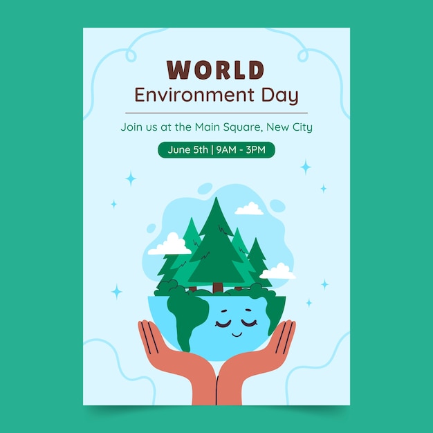 Free Vector flat vertical flyer template for world environment day celebration