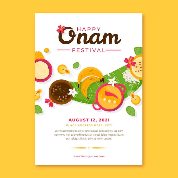 Flat vertical onam poster template