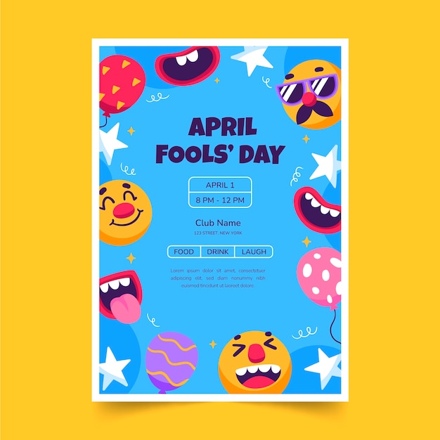 Flat vertical poster template for april fool's day