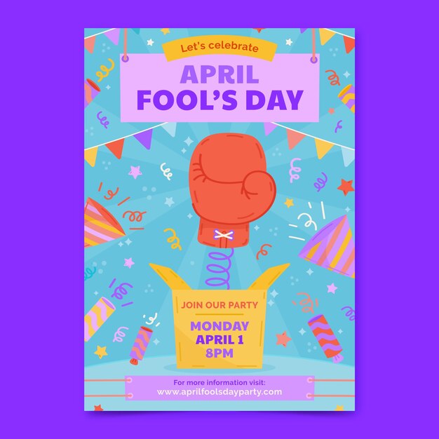 Flat vertical poster template for april fool's day