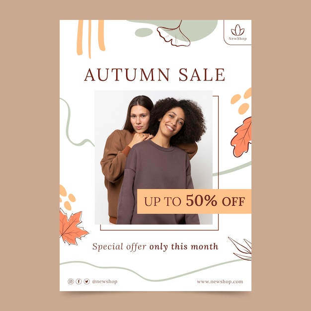 Flat vertical poster template for autumn celebration