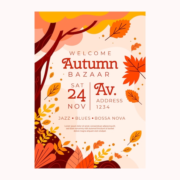 Flat vertical poster template for autumn celebration