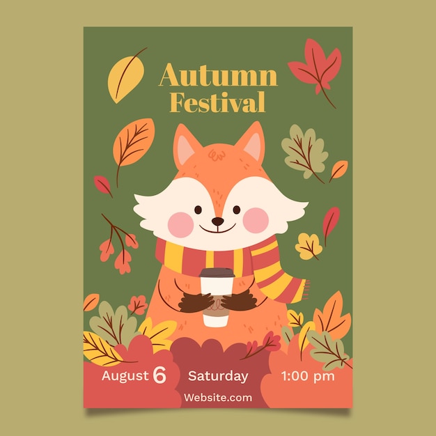 Free Vector flat vertical poster template for autumn celebration