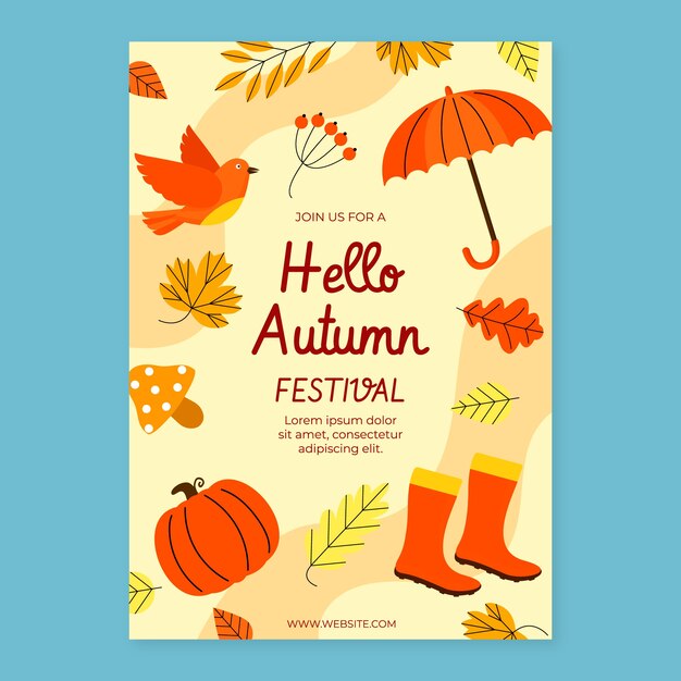 Flat vertical poster template for autumn celebration