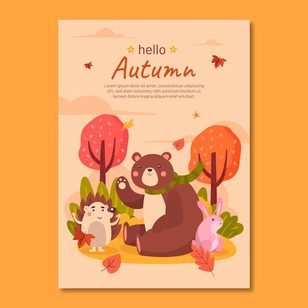 Flat vertical poster template for autumn celebration