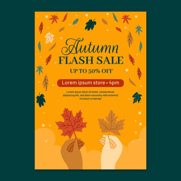 Flat vertical poster template for autumn