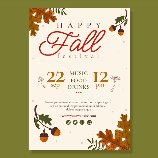 Flat vertical poster template for autumn