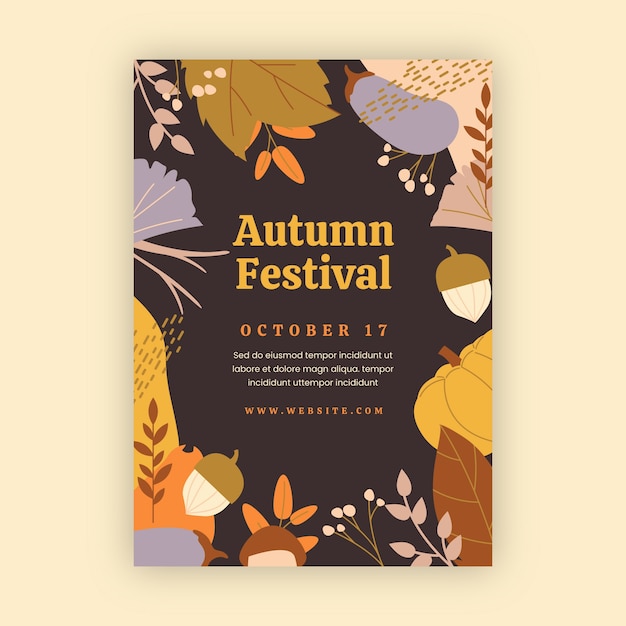 Flat vertical poster template for autumn