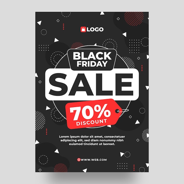 Flat vertical poster template for black friday sale