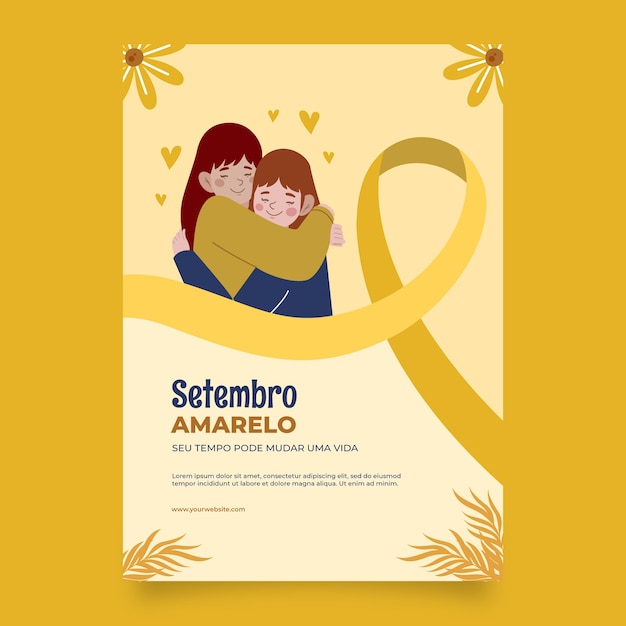 Free vector flat vertical poster template for brazilian suicide prevention month awareness