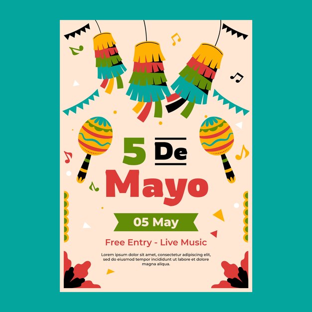 Flat vertical poster template for cinco de mayo celebration