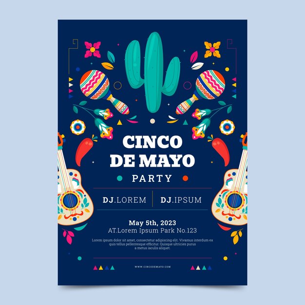 Flat vertical poster template for cinco de mayo celebration