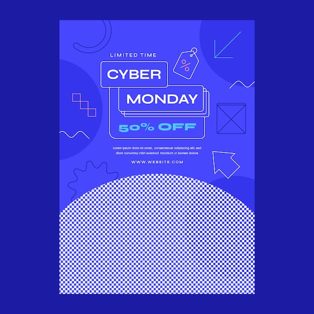 Flat vertical poster template for cyber monday sales