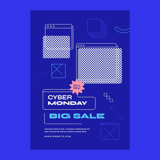 Flat vertical poster template for cyber monday sales