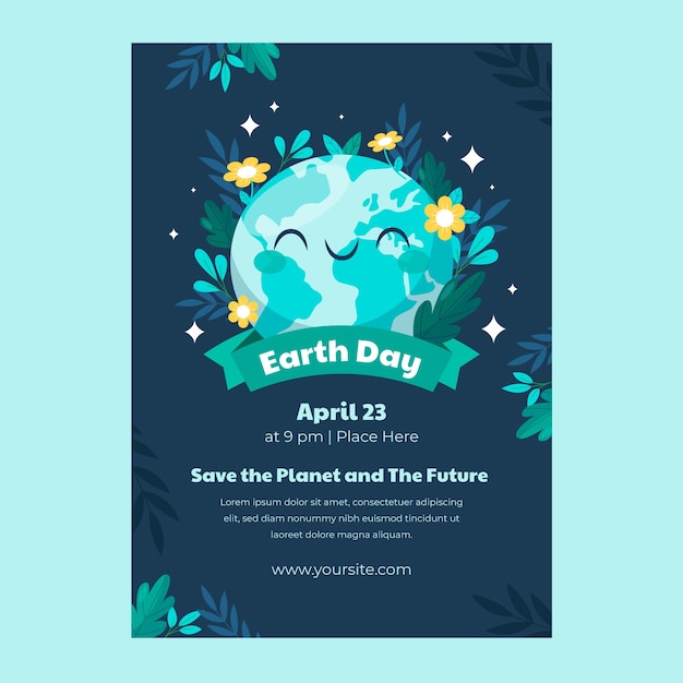 Free Vector flat vertical poster template for earth day celebration