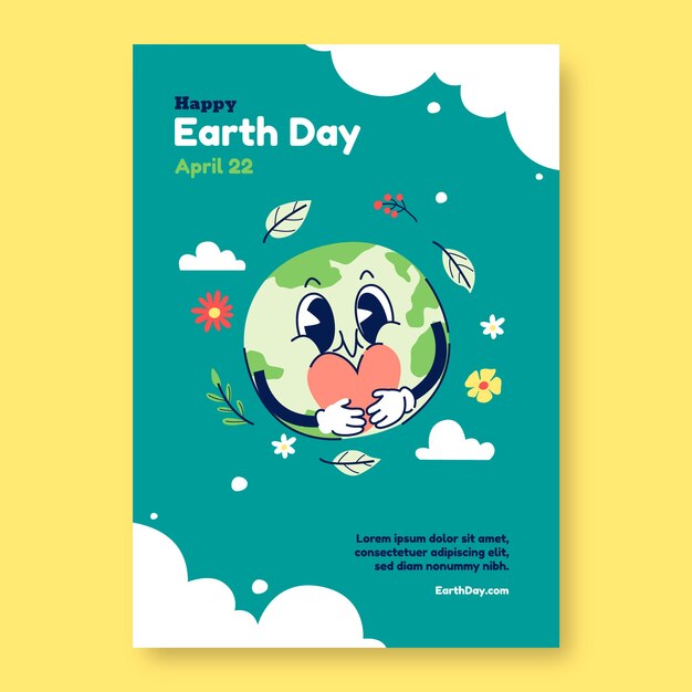 Flat vertical poster template for earth day celebration