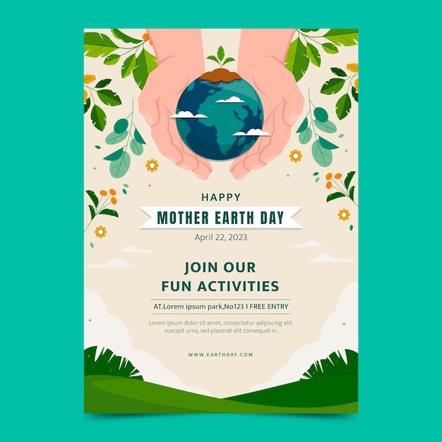 Free vector flat vertical poster template for earth day celebration