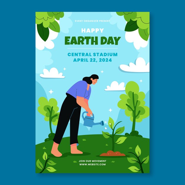 Flat vertical poster template for earth day celebration