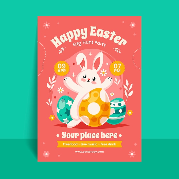 Free Vector flat vertical poster template for easter celebration