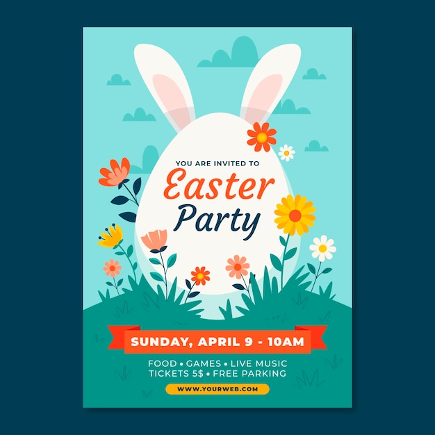 Flat vertical poster template for easter celebration