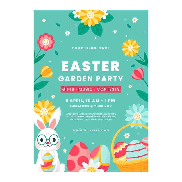 Free vector flat vertical poster template for easter celebration