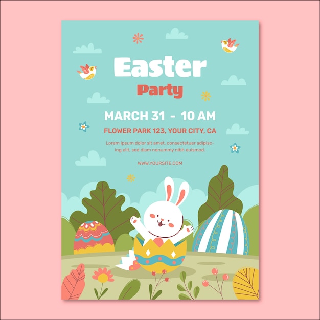 Free Vector flat vertical poster template for easter holiday