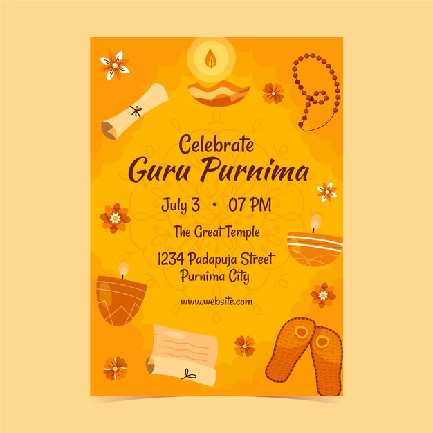 Flat vertical poster template for guru purnima celebration