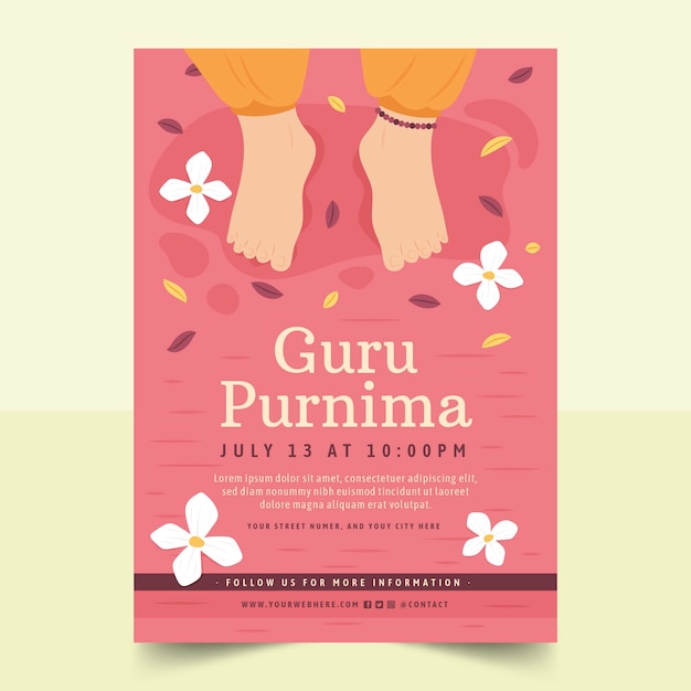 Flat vertical poster template for guru purnima