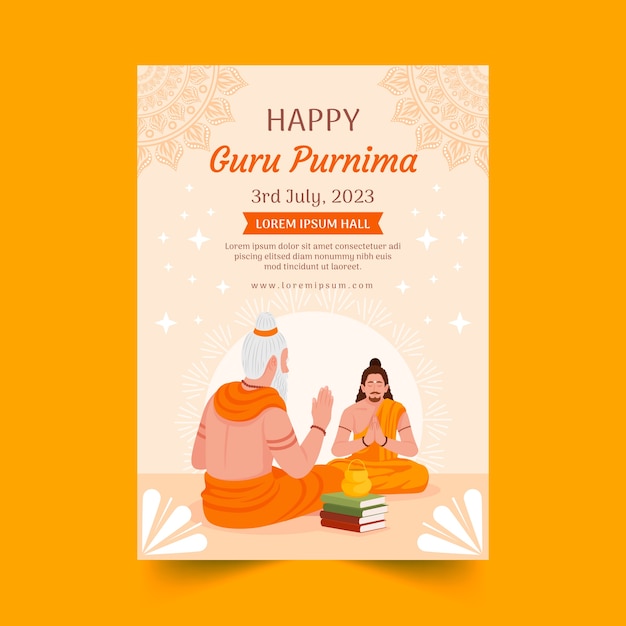 Free Vector flat vertical poster template for guru purnima