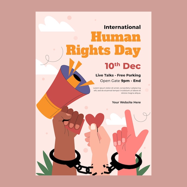 Free vector flat vertical poster template for human rights day celebration