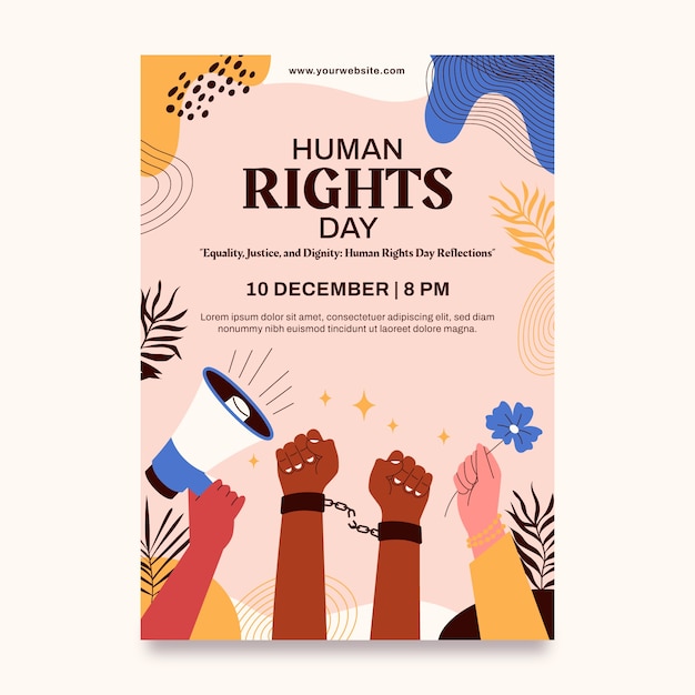 Free vector flat vertical poster template for human rights day