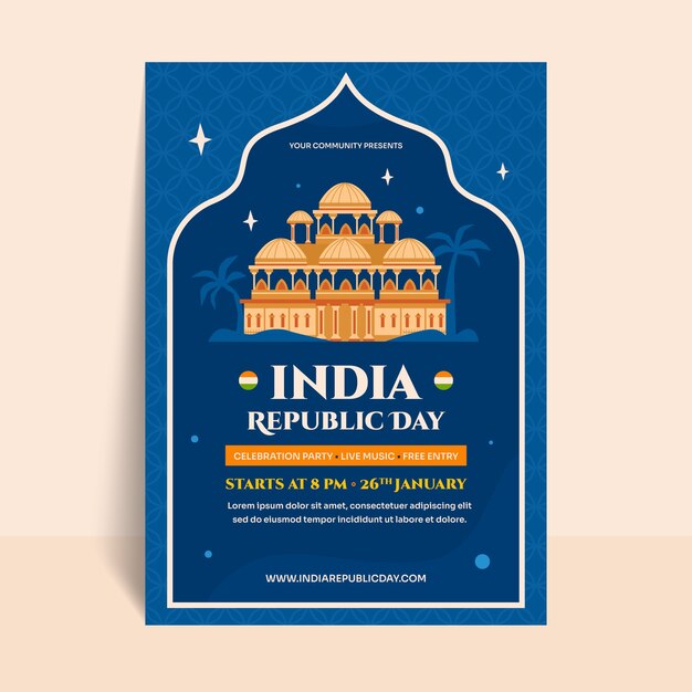 Flat vertical poster template for indian republic day celebration