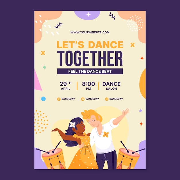 Free Vector flat vertical poster template for international dance day