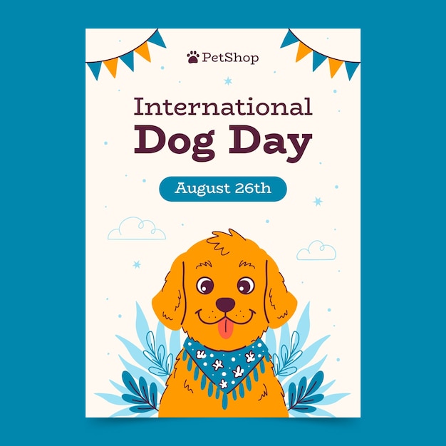 Free Vector flat vertical poster template for international dog day celebration