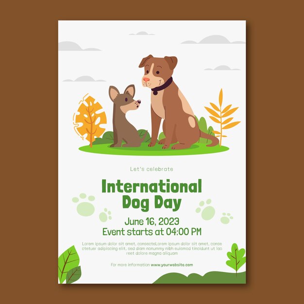 Flat vertical poster template for international dog day celebration