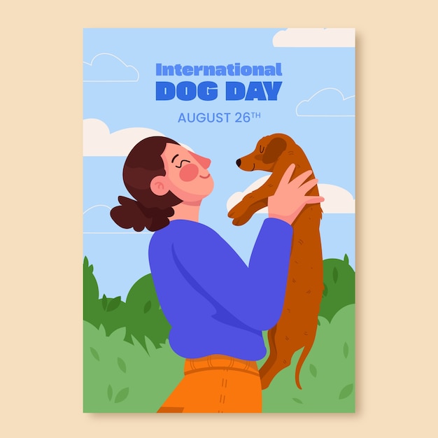 Free Vector flat vertical poster template for international dog day celebration