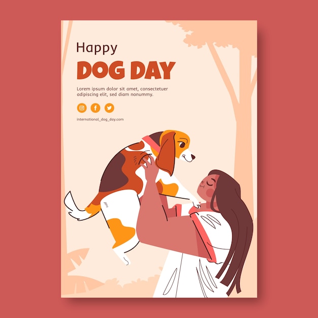 Flat vertical poster template for international dog day celebration