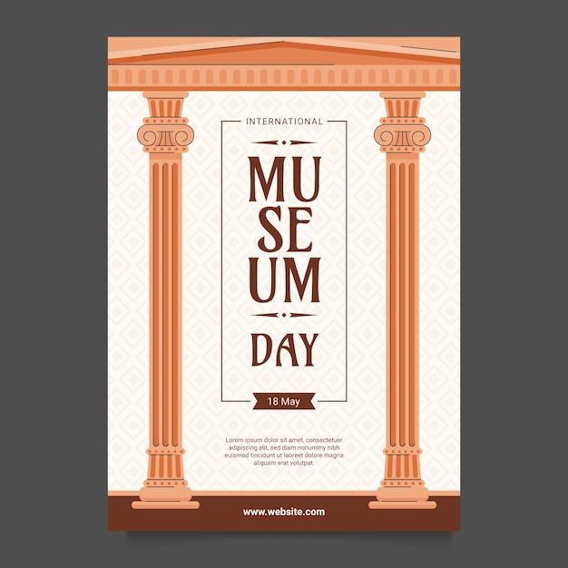 Flat vertical poster template or international museum day