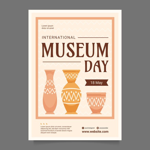 Flat vertical poster template or international museum day