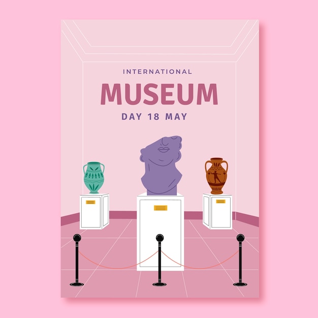 Free Vector flat vertical poster template for international museum day