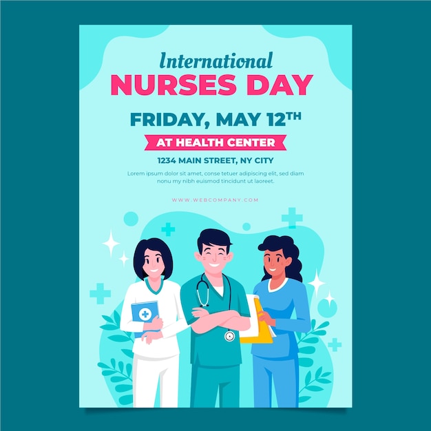 Free vector flat vertical poster template for international nurses day celebration