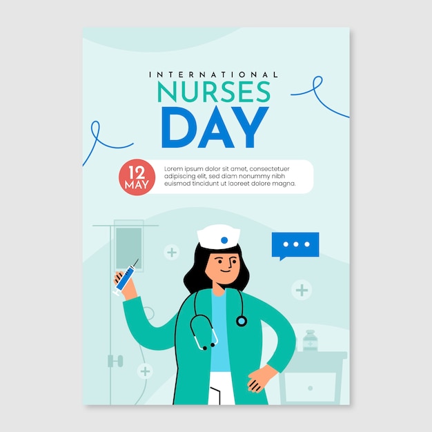 Free Vector flat vertical poster template for international nurses day celebration