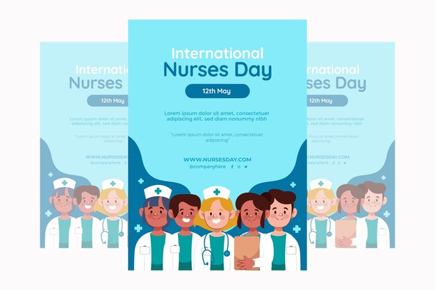 Free vector flat vertical poster template for international nurses day celebration