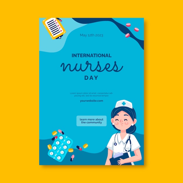 Free vector flat vertical poster template for international nurses day celebration