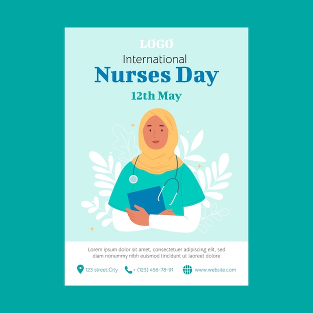 Free Vector flat vertical poster template for international nurses day celebration